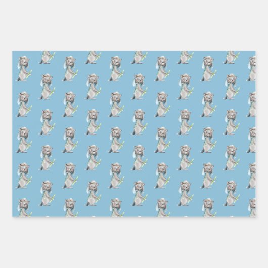 Aviator Wolf, Gestreept, Ballonnen Inpakpapier Vel (Voorkant)