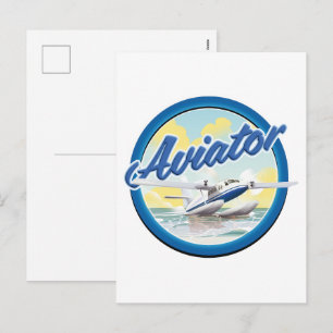 Aviator zee vliegtuigblauw logo feestdagenkaart