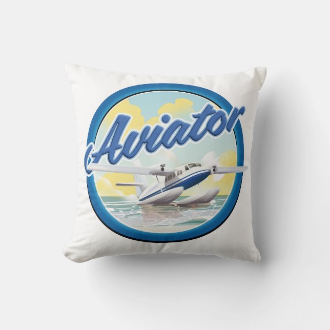 Aviator zeevliegtuig blauw logo kussen (Voorkant)