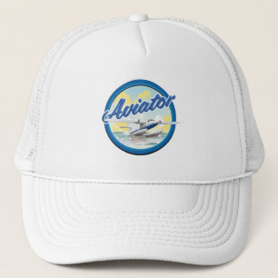 Aviator zeevliegtuig blauw logo trucker pet