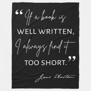 Avid Reader II - Jane Austen Quote Fleece Deken