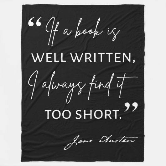 Avid Reader II - Jane Austen Quote Fleece Deken (Voorkant)