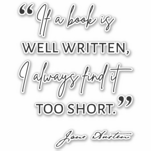 Avid Reader II - Jane Austen Quote Sticker (Voorkant)