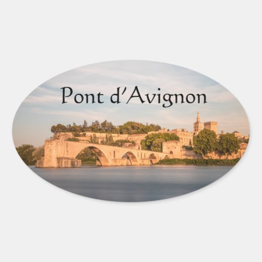 Avignon Bridge Frankrijk Ovale Sticker (Voorkant)