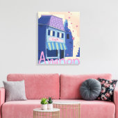 Avignon Frankrijk cartoon reisposter Canvas Afdruk (Insitu (Woonkamer))