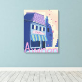 Avignon Frankrijk cartoon reisposter Canvas Afdruk (Insitu (Houten vloer))
