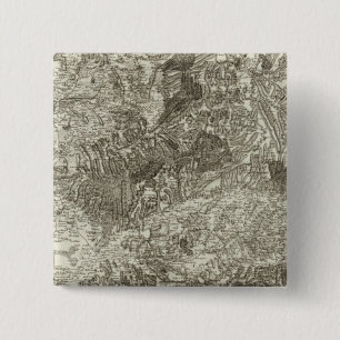 Avignon, Sinaasappel Vierkante Button 5,1 Cm