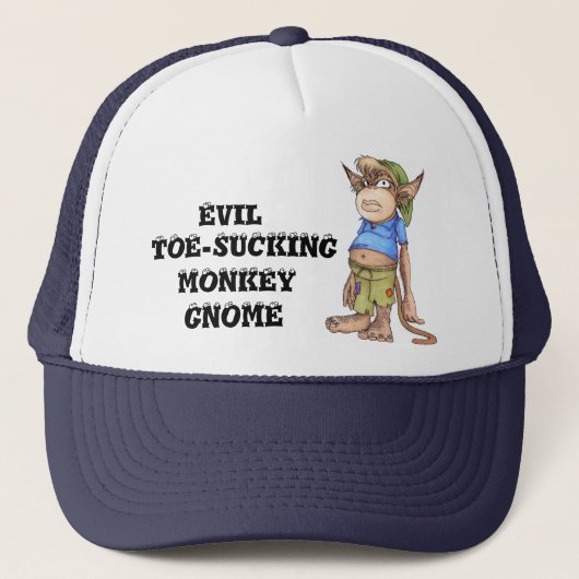 Avil Toe-Sucking Monkey Gnome Trucker Hat Trucker Pet (Voorkant)