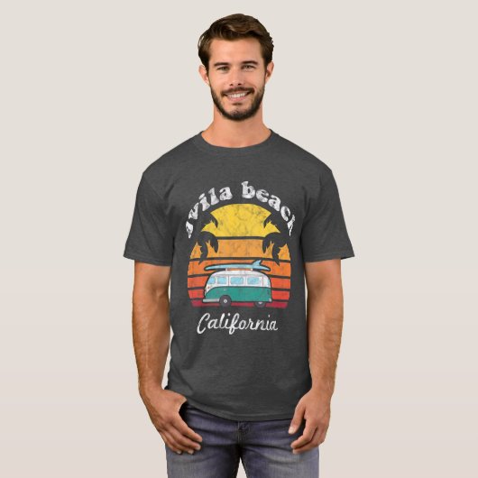 Avila Beach Souvenir Retro California Mannen Women T-shirt (Voorkant volledig)