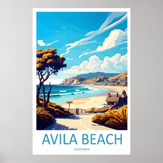 Avila Beach Vintage Reisposter Ski Nationaal Poster (Voorkant)