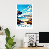 Avila Beach Vintage Reisposter Ski Nationaal Poster (Thuiskantoor)