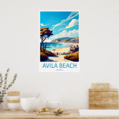 Avila Beach Vintage Reisposter Ski Nationaal Poster (Keuken)