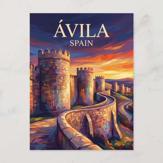 Ávila - Stadsmuren Spanje Briefkaart (Voorkant)