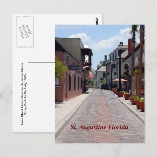 Aviles street St. Augustine, Florida Briefkaart (Voorkant / Achterkant)