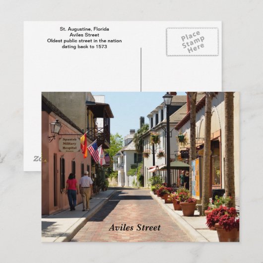 Aviles street St. Augustine, Florida Briefkaart (Voorkant / Achterkant)
