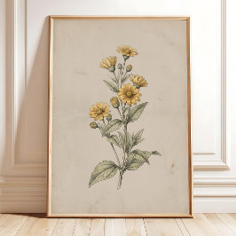 Avintage Melampodium Bloem Muur Kunstprint Poster