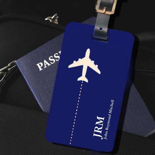 Avion Personalized Dark Blue Travel Bagagelabel