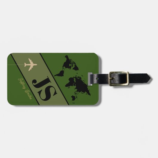 Avion Travel Green Bagagelabel (Voorkant horizontaal)