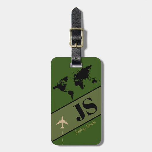 Avion Travel Green Bagagelabel (Voorkant verticaal)