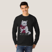 AVM Awareness Month Burgundy Ribbon Cat T-shirt (Voorkant volledig)