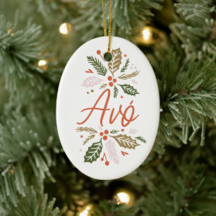 Avó Bright Holly kerstfoto Keramisch Ornament