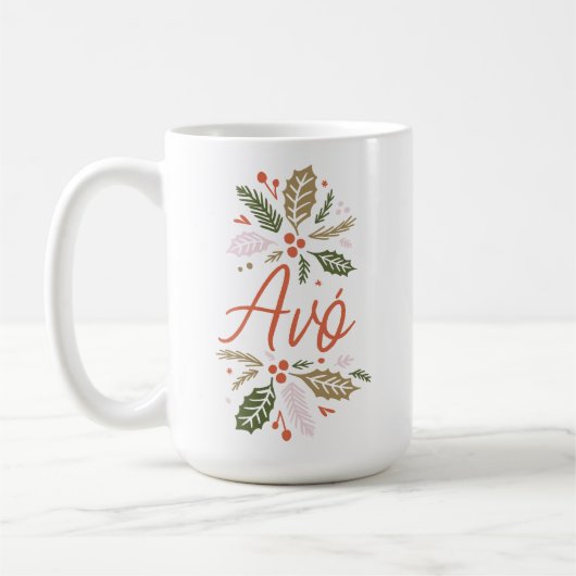 Avó Bright Holly Kerstrood script Koffiemok (Links)