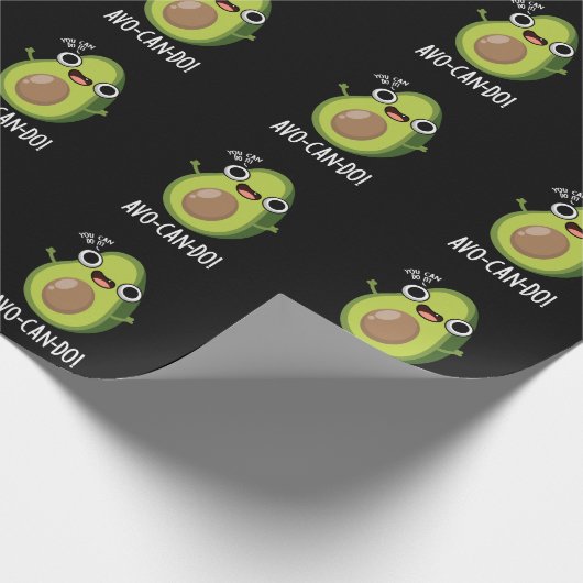 Avo-can-do Funny Avocado Pun Dark BG Cadeaupapier (Hoek)