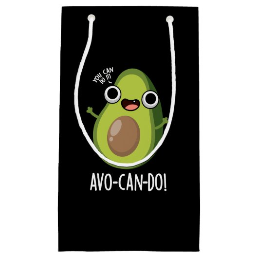 Avo-can-do Funny Avocado Pun Dark BG Klein Cadeauzakje (Voorkant)