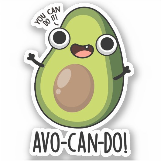 Avo-can-do Funny Avocado Pun Sticker (Voorkant)
