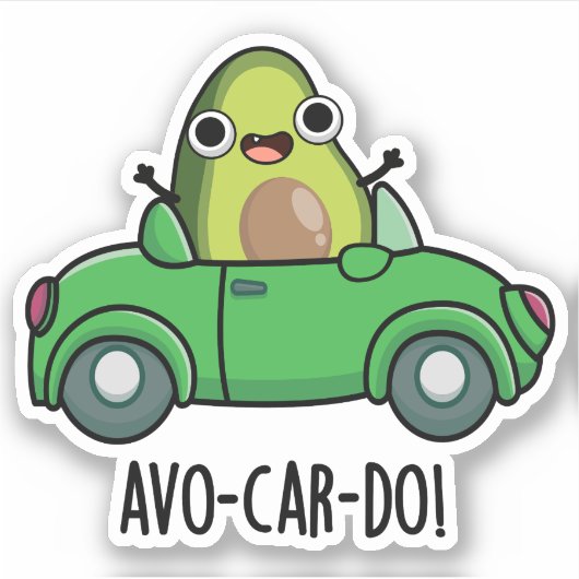 Avo-car-do Grappige Avocado Woordgrapjes Sticker (Voorkant)