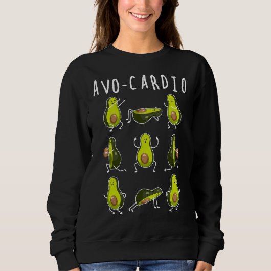 Avo-Cardio Avocado Cardio Funny Exercise Fruit Pun Trui (Voorkant)
