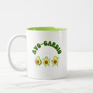 Avo-Cardio Funny Avocado Fitness Tweekleurige Koffiemok