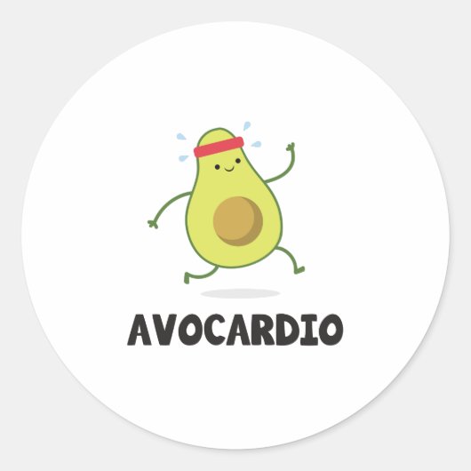 Avo Cardio Funny Workout Tropical Fruit Avocado Ronde Sticker (Voorkant)