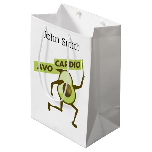 Avo cardio grappige avocado medium cadeauzakje (Voorkant Gekanteld)