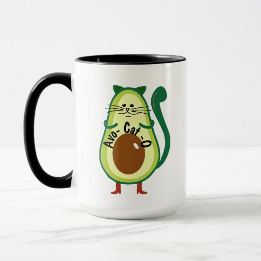 Avo-cat-o, Nerdy Cat Guac Avocado Funny Coffee Mok (Links)
