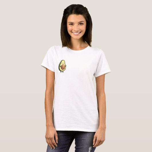 Avo-Cuddle: Adorable Smiling Avocado Character T-shirt (Voorkant volledig)