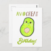 Avo geweldige verjaardag kawaii hand getrokken avo briefkaart (Voorkant / Achterkant)