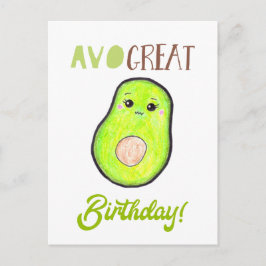 Avo geweldige verjaardag kawaii hand getrokken avo briefkaart