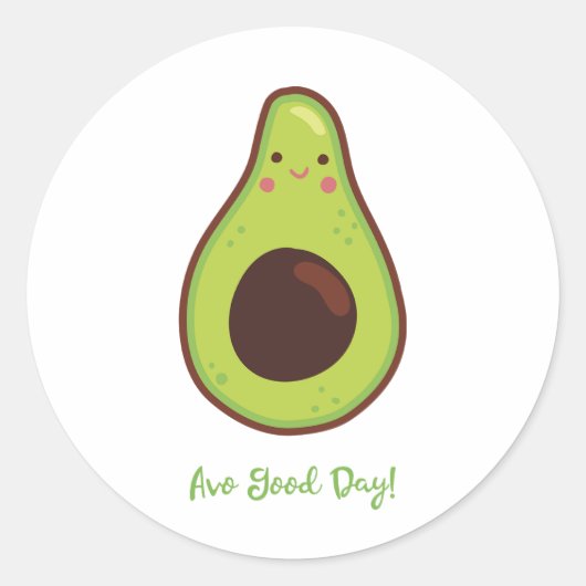 Avo Goede Dag Avocado Pun Grappig Ronde Sticker (Voorkant)