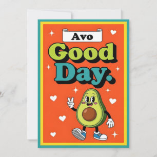 Avo Goede Dag cute avocado woordgrap cadeau grafis Bedankkaart