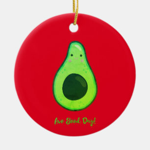 Avo Goede Dag Punny Avocado  Keramisch Ornament