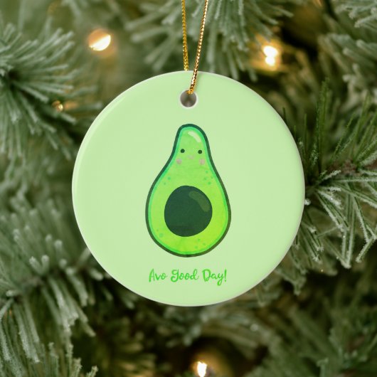 Avo Goede Dag Punny Avocado Kerstmis Keramisch Ornament (Boom)