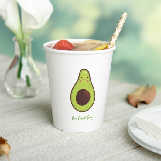 Avo Good Day Happy Avocado Papieren Bekers (Insitu)
