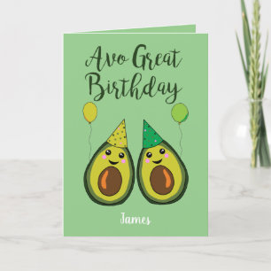 Avo Grote Verjaardag Grappige Avocado Eten Pun Feestdagen Kaart