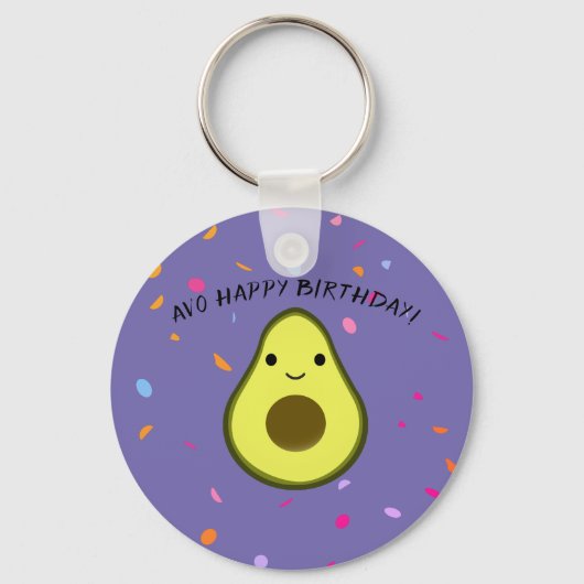 Avo Happy Birthday Cute Avocado Birthday Sleutelhanger (Voorkant)