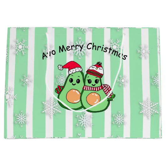 Avo Merry Christmas Funny Avocados Humor Groot Cadeauzakje (Voorkant)