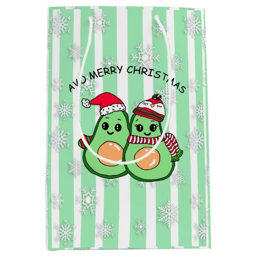 Avo Merry Christmas Funny Avocados Humor Medium Cadeauzakje (Voorkant)