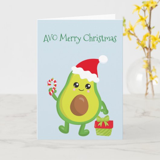 Avo Merry Kerstfeestay Avocado Kaart (Gele Bloem)
