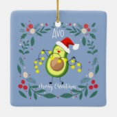 Avo Merry Kerstmas avocado-verlichting noteert kaa Keramisch Ornament (Achterkant)