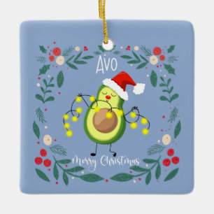 Avo Merry Kerstmas avocado-verlichting noteert kaa Keramisch Ornament